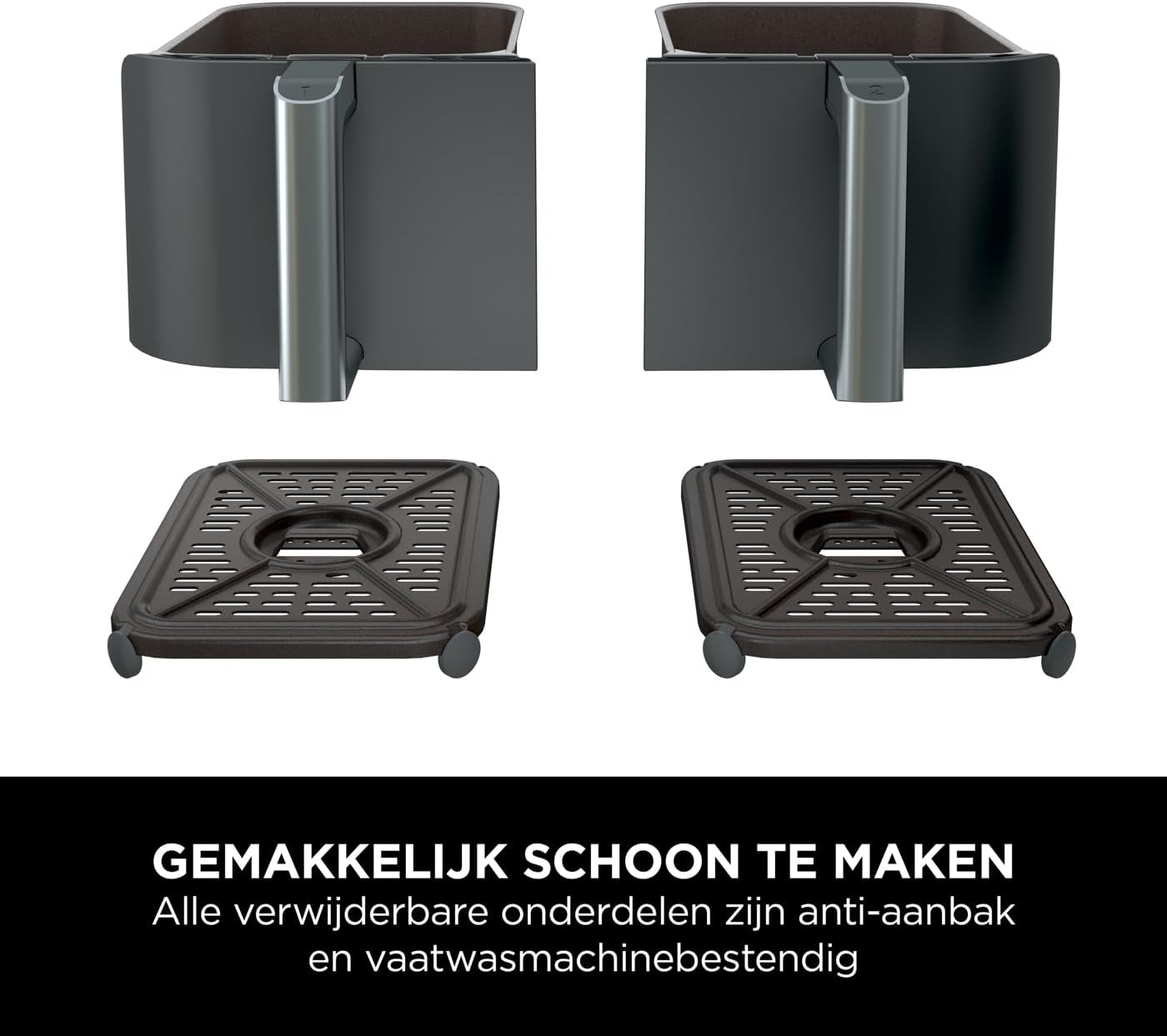 Ninja Foodi MAX Dual Zone Digitale Airfryer, 2 Laden, 9,5L, 6-in-1, Olievrij, Airfryen, Max Crisp, Braden, Bakken, Drogen, 8 Porties, Vaatwasmachinebestendige Manden Met Anti-aanbaklaag, Zwart AF400EU