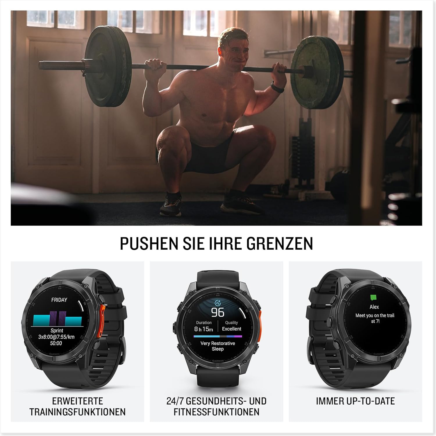 Garmin fēnix 8 – Multisport-Smartwatch, 1,4" AMOLED Touch-/Tastendisplay, bis zu 16 Tage Akkulaufzeit, 80+ Sport-/Outdoor-Apps, TOPO-Karten, EKG, Telefonie, Musik, Taschenlampe