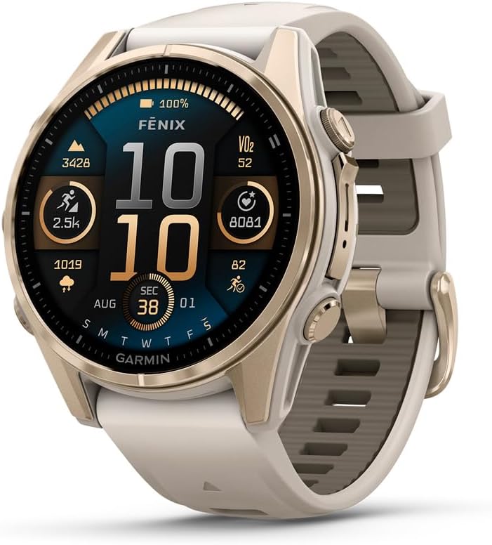 Garmin fēnix 8 – Multisport-Smartwatch, 1,4" AMOLED Touch-/Tastendisplay, bis zu 16 Tage Akkulaufzeit, 80+ Sport-/Outdoor-Apps, TOPO-Karten, EKG, Telefonie, Musik, Taschenlampe