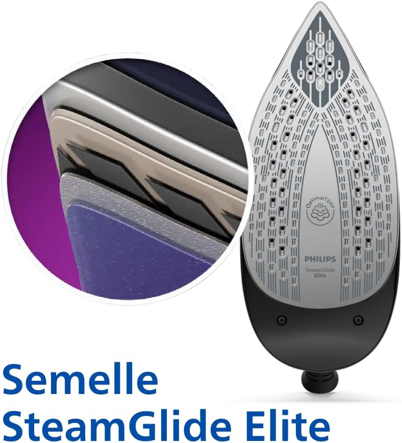 Philips PerfectCare 7000-2850W Series, Pressing 650 g/min, 8.5 Bars, OptimalTEMP Technology, 1.5L Tank, SteamGlide Elite Sole, Smart Steam, Black/Gold (PSG7300/80)