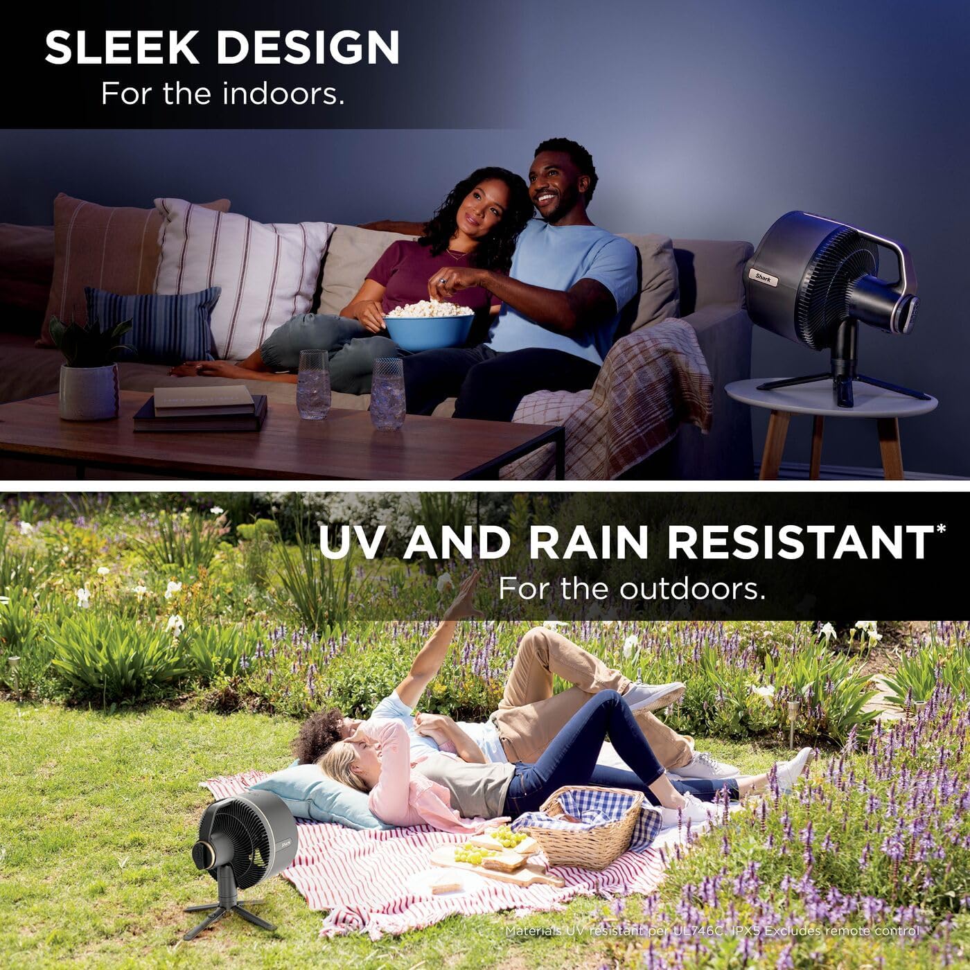 Shark FlexBreeze Pro Mist Cordless Indoor & Outdoor Fan with Outdoor Misting System, 20m Cooling Reach, 24hr Runtime, Pedestal & Table Fan, 5 Speeds, Quiet, Remote Control, Charcoal Grey FA300UK